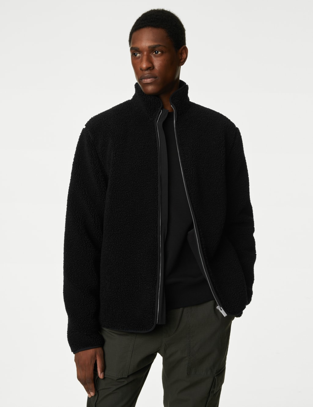 Recycled Fleece Funnel Neck Zip Up Jacket image 4