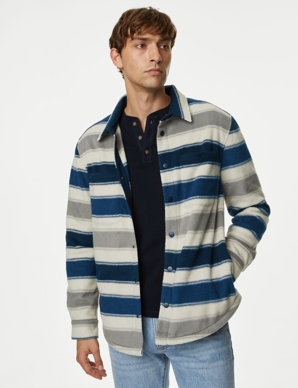Fleece Striped Overshirt image 3