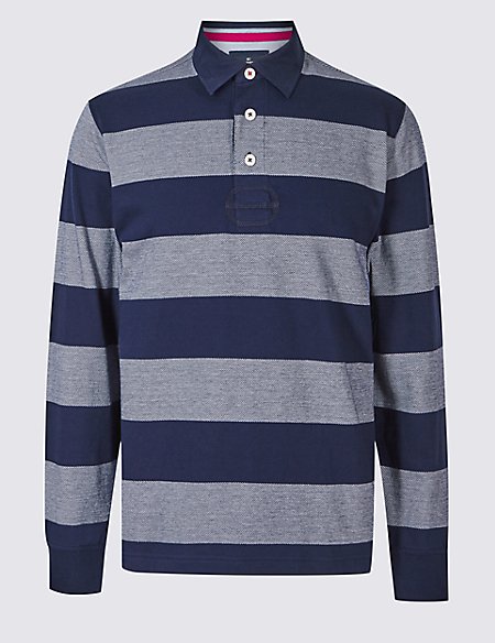 Pure Cotton Striped Rugby Top | Blue Harbour | M&S