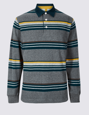 Pure Cotton Striped Rugby Top | Blue Harbour | M&S