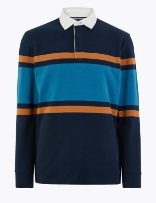 Chest Stripe Rugby Shirt | Blue Harbour | M&S