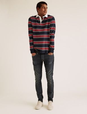 Cotton Striped Long Sleeve Rugby Top - DE