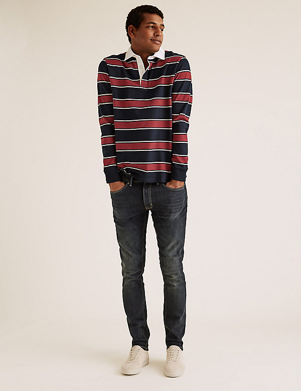 Cotton Striped Long Sleeve Rugby Top - NL