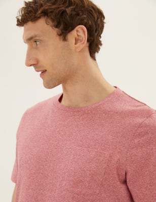 

Mens M&S Collection Strukturiertes T-Shirt aus reiner Baumwolle - Red, Red