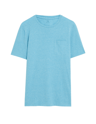 

Mens M&S Collection Pure Cotton Textured T-Shirt - Light Blue, Light Blue