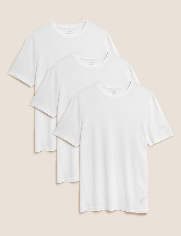 Pack de 3 camisetas 100% algodón con escote cerrado