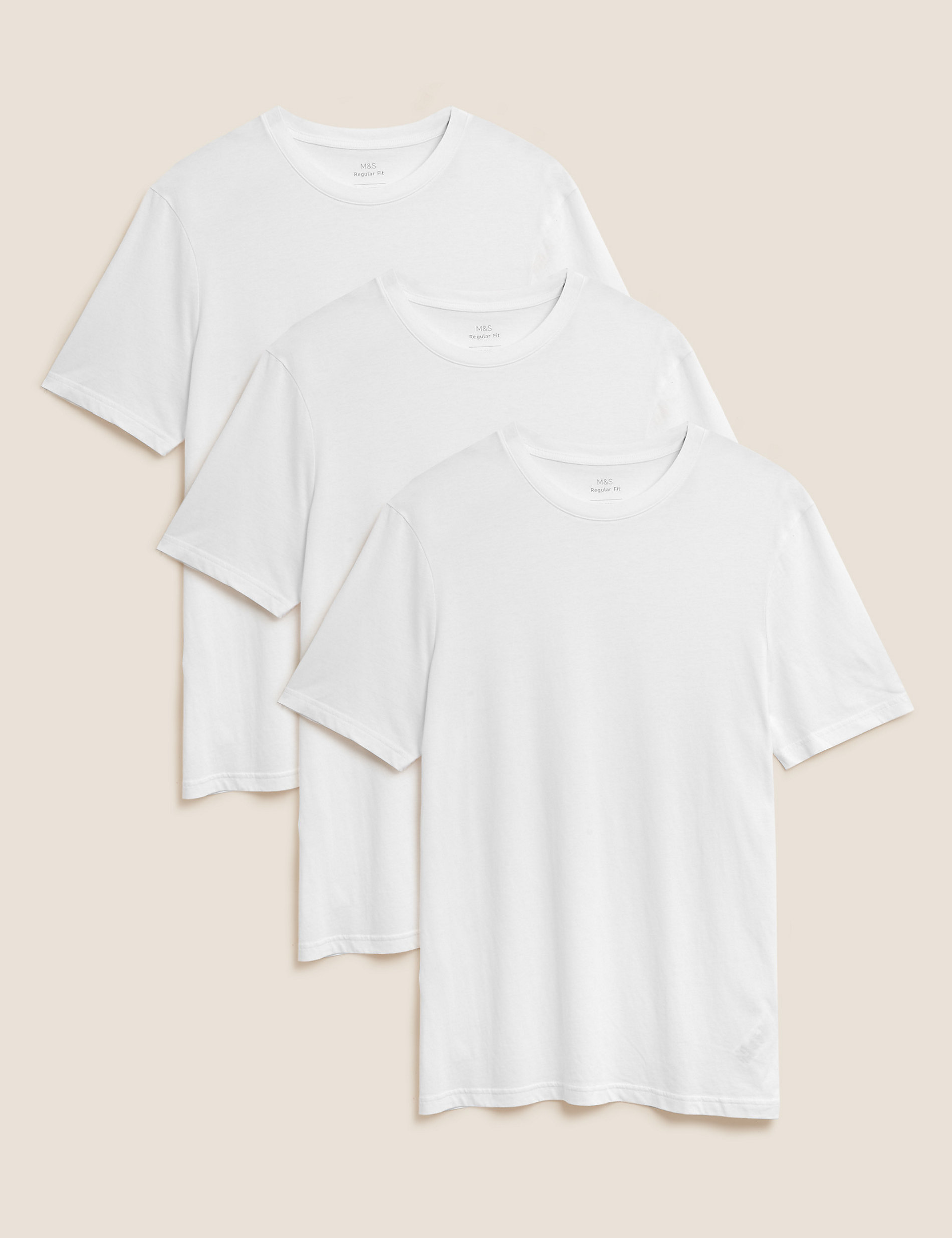 Pack de 3 camisetas 100% algodón con escote cerrado