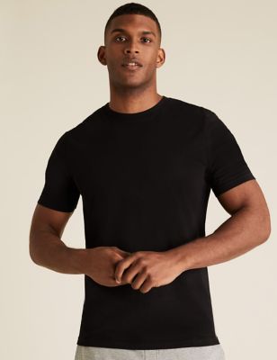 

Mens M&S Collection 3 Pack Pure Cotton Crew Neck T-Shirts - Black, Black