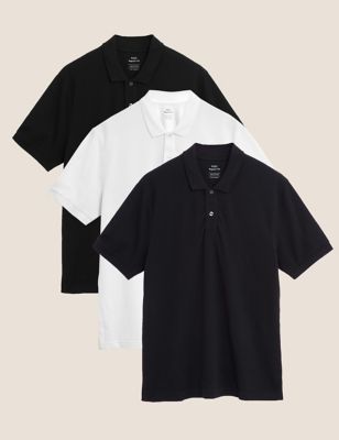 

Mens M&S Collection 3 Pack Pure Cotton Polo Shirts - Navy Mix, Navy Mix