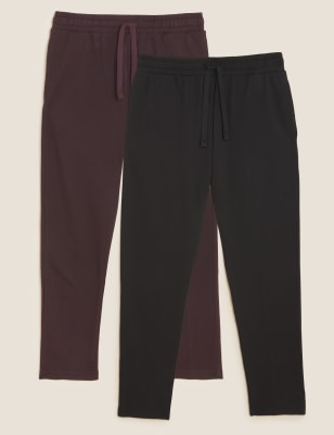 

Mens M&S Collection 2 Pack Cotton Straight Leg Joggers - Raisin, Raisin