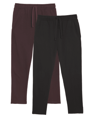 

Mens M&S Collection 2 Pack Cotton Straight Leg Joggers - Raisin, Raisin