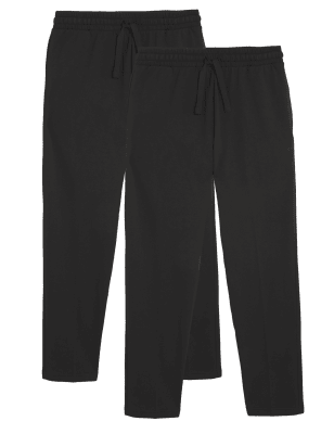 

Mens M&S Collection 2pk Cotton Straight Leg Joggers - Black, Black