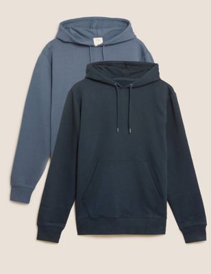 

Mens M&S Collection 2 Pack Pure Cotton Hoodies - Navy Mix, Navy Mix