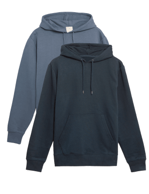 

Mens M&S Collection 2pk Pure Cotton Hoodies - Navy Mix, Navy Mix