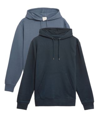 M&S Mens 2 Pack Pure Cotton Hoodies