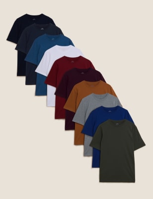 

Mens M&S Collection 10 Pack Pure Cotton Crew Neck T-Shirts - Spice Mix, Spice Mix