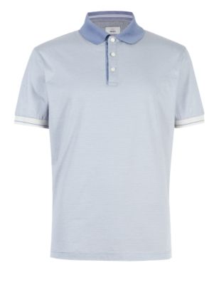 Pure Cotton Mercerised Feeder Striped Polo Shirt | M&S Collection | M&S