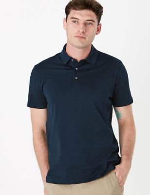 Buy Marks & Spencer Pure Cotton Long Sleeve Polo Shirt