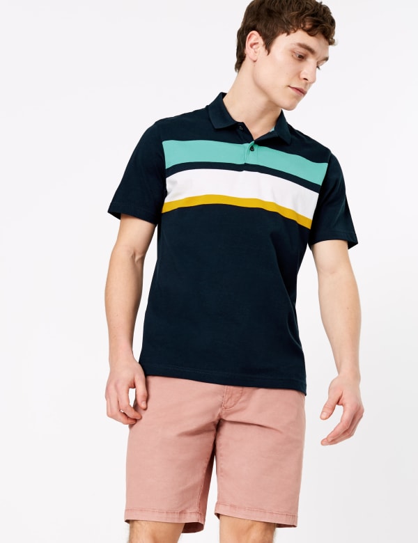 Pure Cotton Striped Polo Shirt