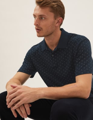 Pure Cotton Geo Print Polo Shirt