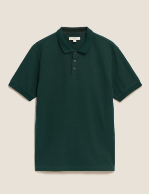 

Mens M&S Collection Cotton Rich Textured Polo Shirt - Dark Green, Dark Green