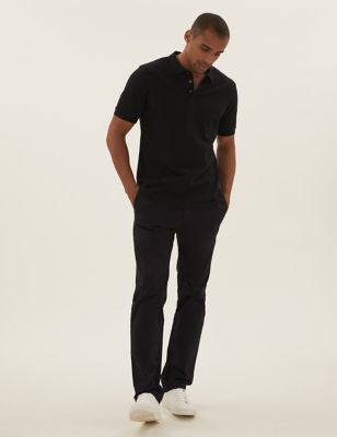 

Mens M&S Collection Cotton Rich Textured Polo Shirt - Black, Black