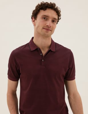 Hochwertiges Poloshirt aus reiner Baumwolle mit Streifen - AT