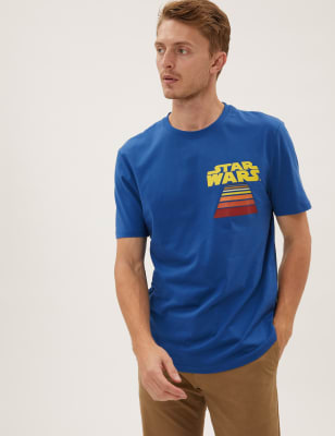 

Mens M&S Collection Camiseta 100 % algodón con gráfico de Star Wars™ - Blue, Blue