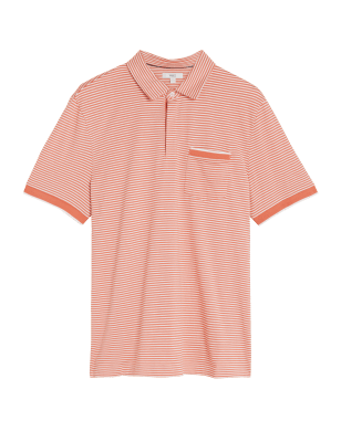 

M&S Collection Polo 100% algodón de rayasMens - Orange, Orange