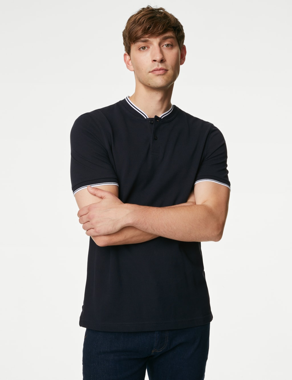 Pure Cotton Baseball Collar Polo image 3