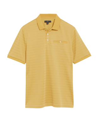 

Mens M&S Collection Modal Soft Touch Striped Polo Shirt - Dark Gold, Dark Gold