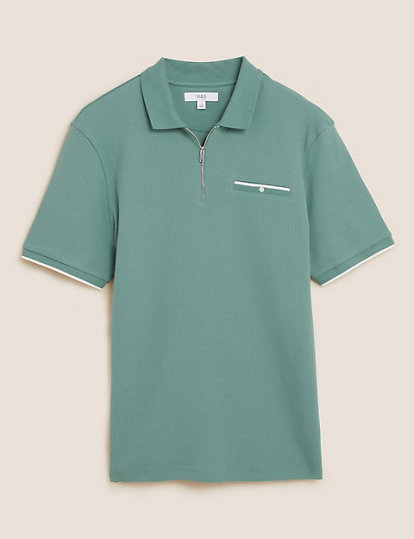 Premium Cotton Half Zip Polo Shirt