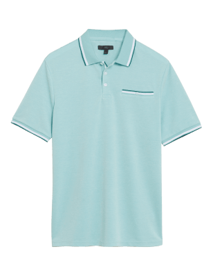 

Mens M&S Collection Modal Rich Soft Touch Polo Shirt - Dusted Aqua, Dusted Aqua