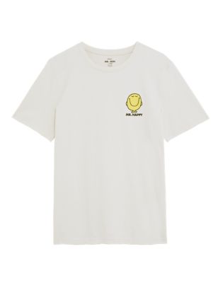 Mens M&S Collection Pure Cotton Mr. Men™ T-Shirt - Ecru