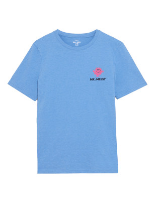 

Mens M&S Collection Pure Cotton Mr. Men™ T-Shirt - Blue, Blue