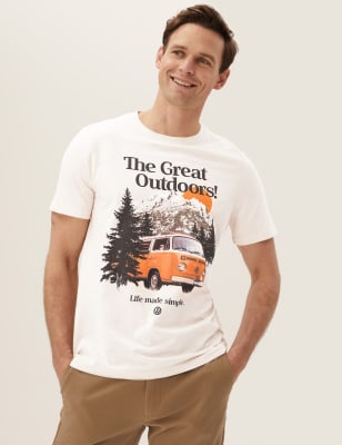 

Mens M&S Collection Pure Cotton Volkswagen™ T-Shirt - Ecru, Ecru