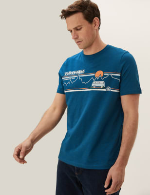 

Mens M&S Collection Pure Cotton Volkswagen™ T-Shirt - Dark Kingfisher, Dark Kingfisher