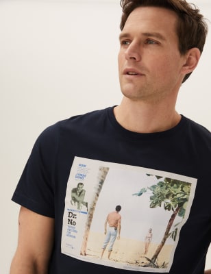

Mens M&S Collection T-Shirt aus reiner Baumwolle mit James Bond™-Motiv - Dark Navy, Dark Navy