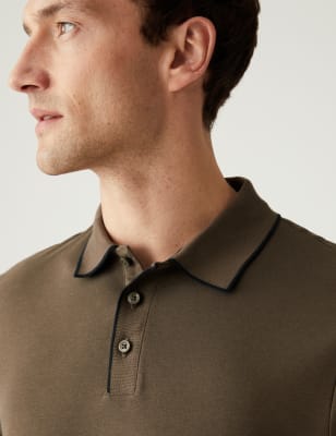 

M&S Collection Polo 100% algodón con ribeteMens - Medium Brown, Medium Brown