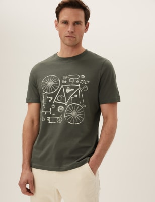 

Mens M&S Collection Pure Cotton Graphic T-Shirt - Cedar, Cedar