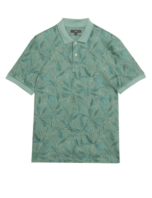 

Mens M&S Collection Bedrucktes Poloshirt aus reiner Baumwolle - Light Green, Light Green