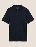 Pure Cotton Geometric Polo Shirt