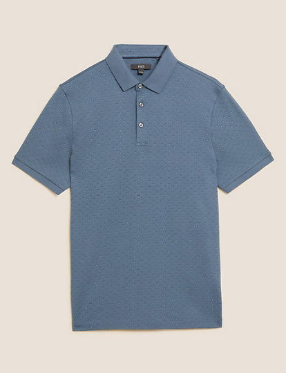 Pure Cotton Geo Print Polo Shirt