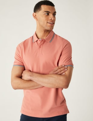 Pure Cotton Pique Tipped Polo Shirt