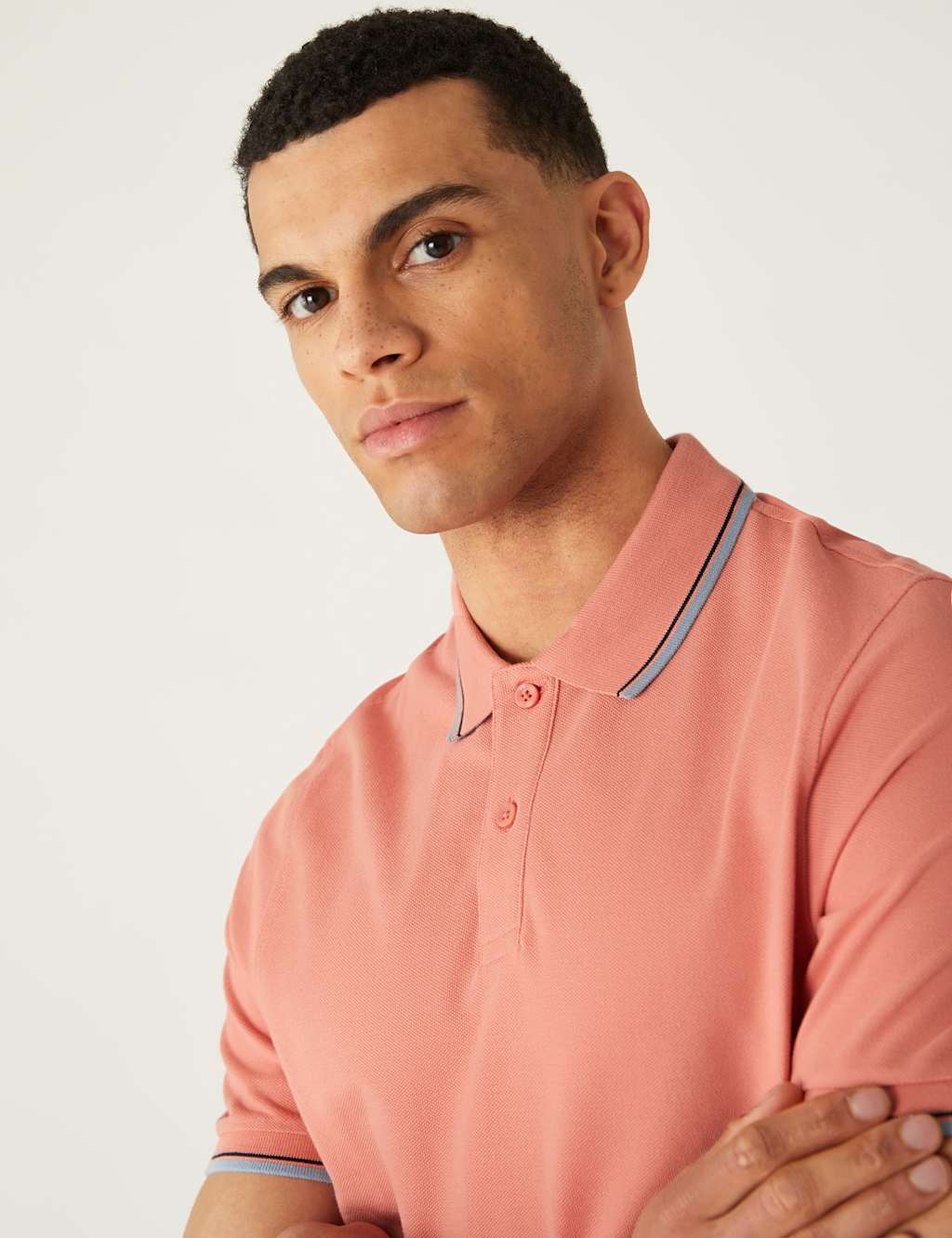 Pure Cotton Pique Tipped Polo Shirt image 3