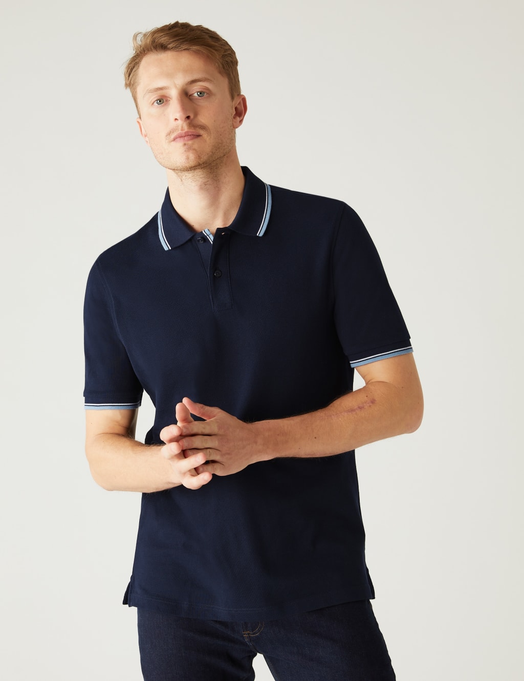 Pure Cotton Pique Tipped Polo Shirt image 2