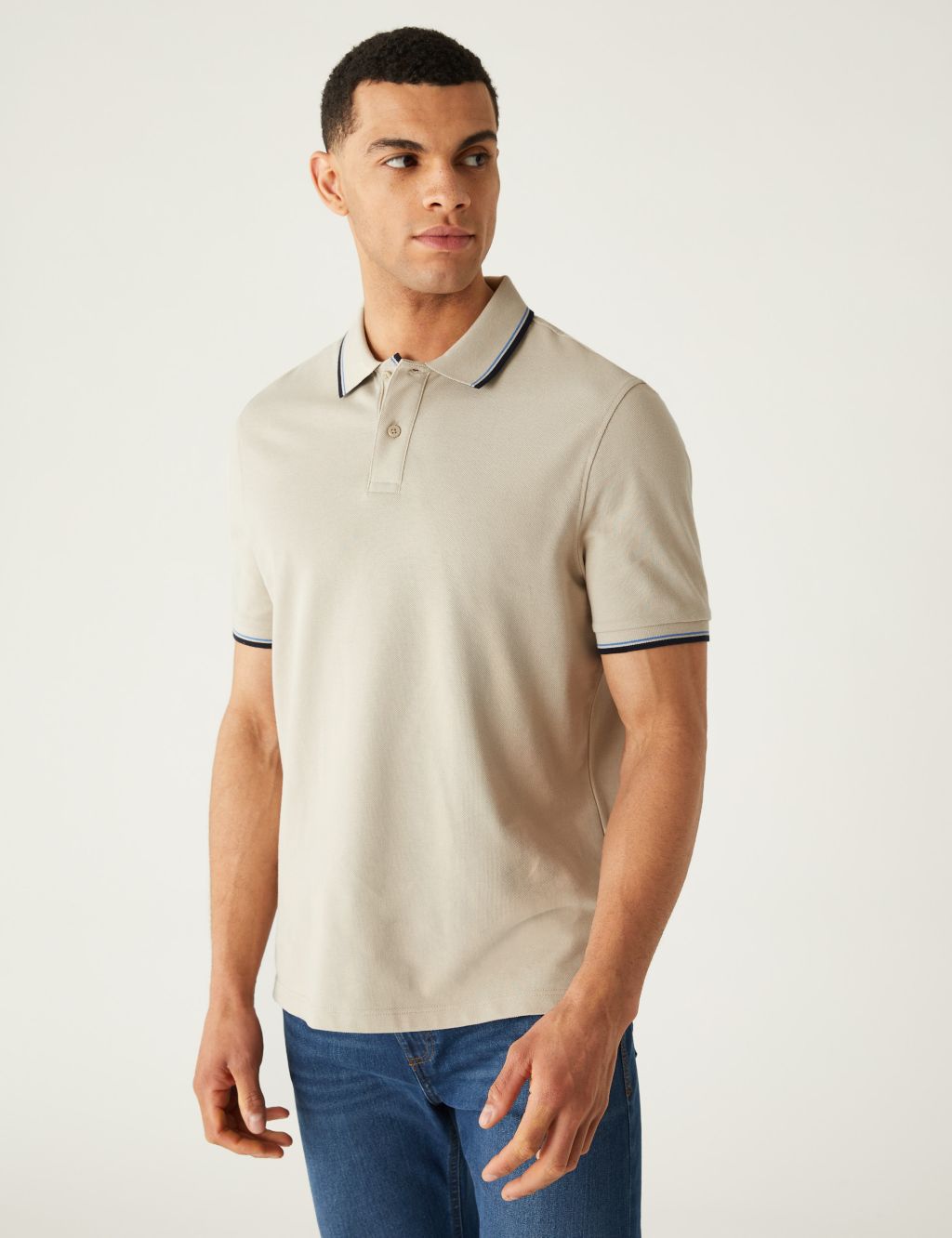 Pure Cotton Pique Tipped Polo Shirt image 2