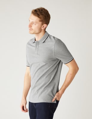 Pure Cotton Pique Tipped Polo Shirt - PT