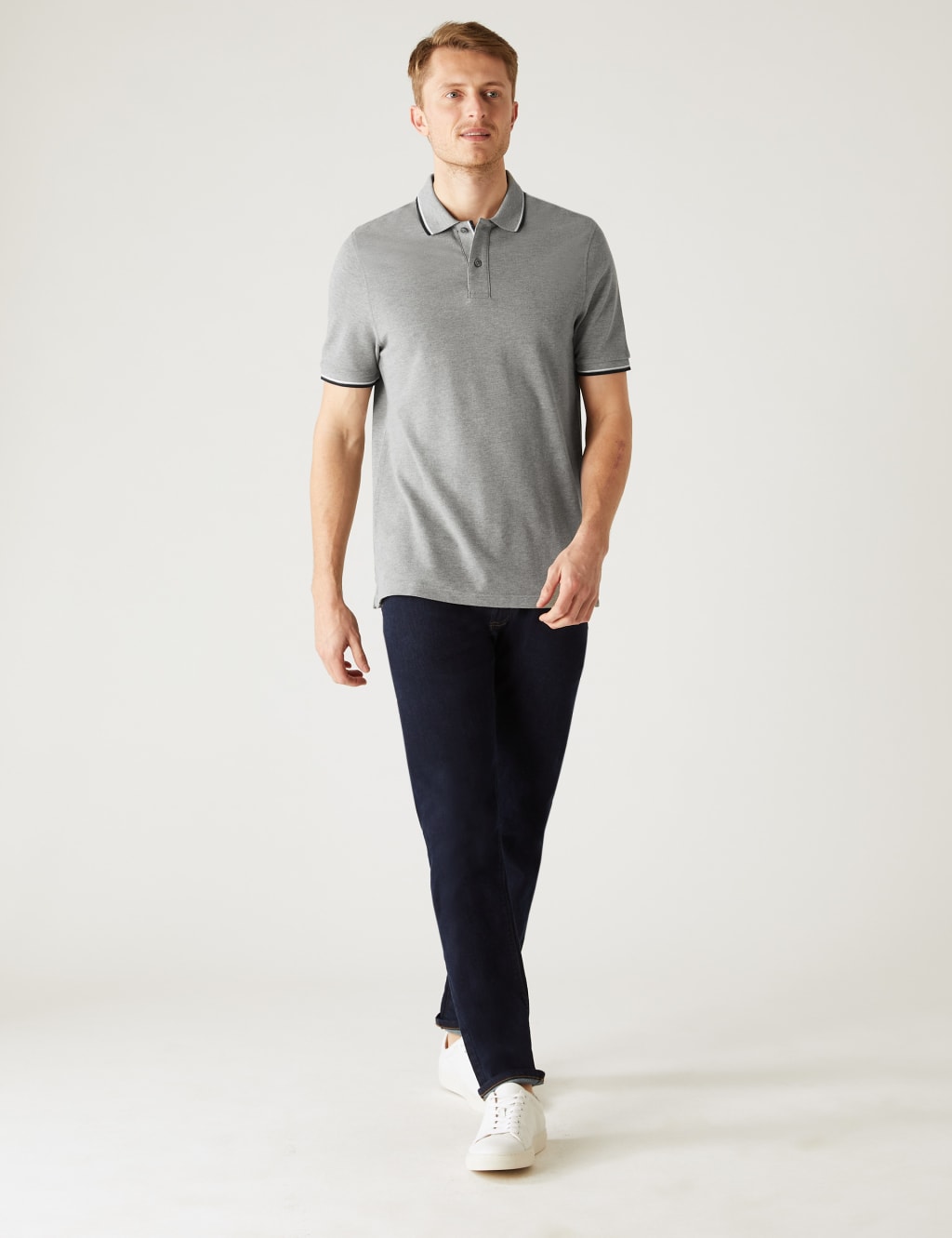Pure Cotton Pique Tipped Polo Shirt image 3