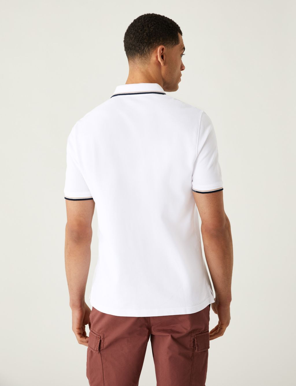 Pure Cotton Pique Tipped Polo Shirt image 3